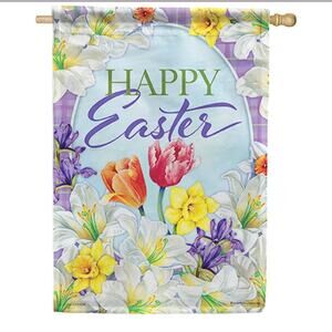 Large Spring Floral Happy Easter Double Sided Multicolor House Flag 28"W x 40"H